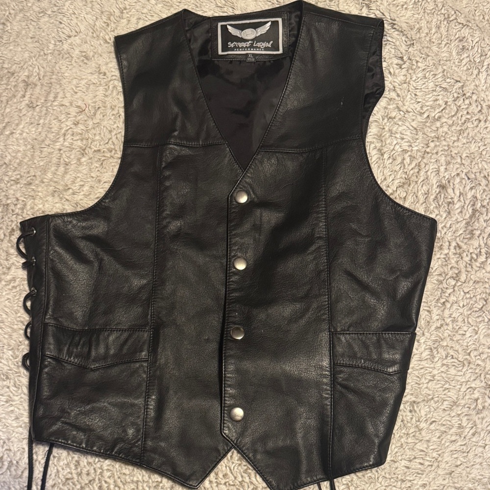 Black Leather Vest by Street Legal